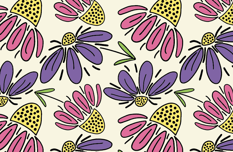 Cone Flowers and Daisy Pattern, Gratitude, Art